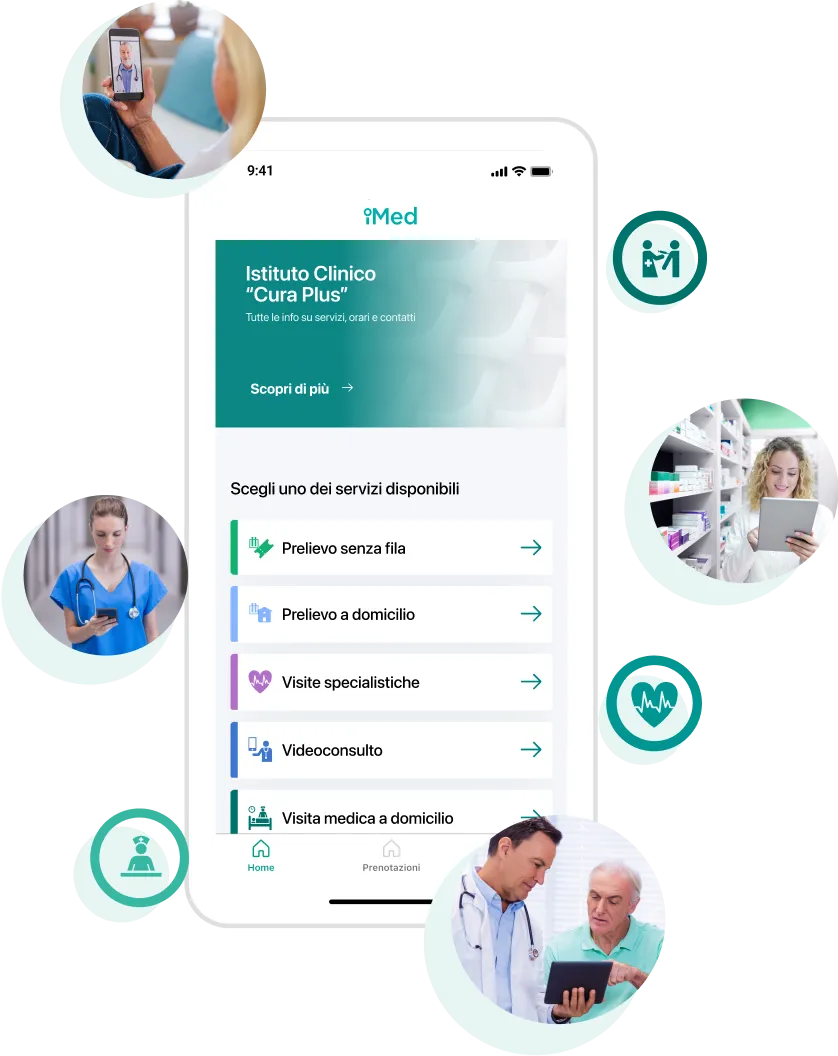 Medico e paziente che utilizzano l’app iMed per la Sanità Digitale