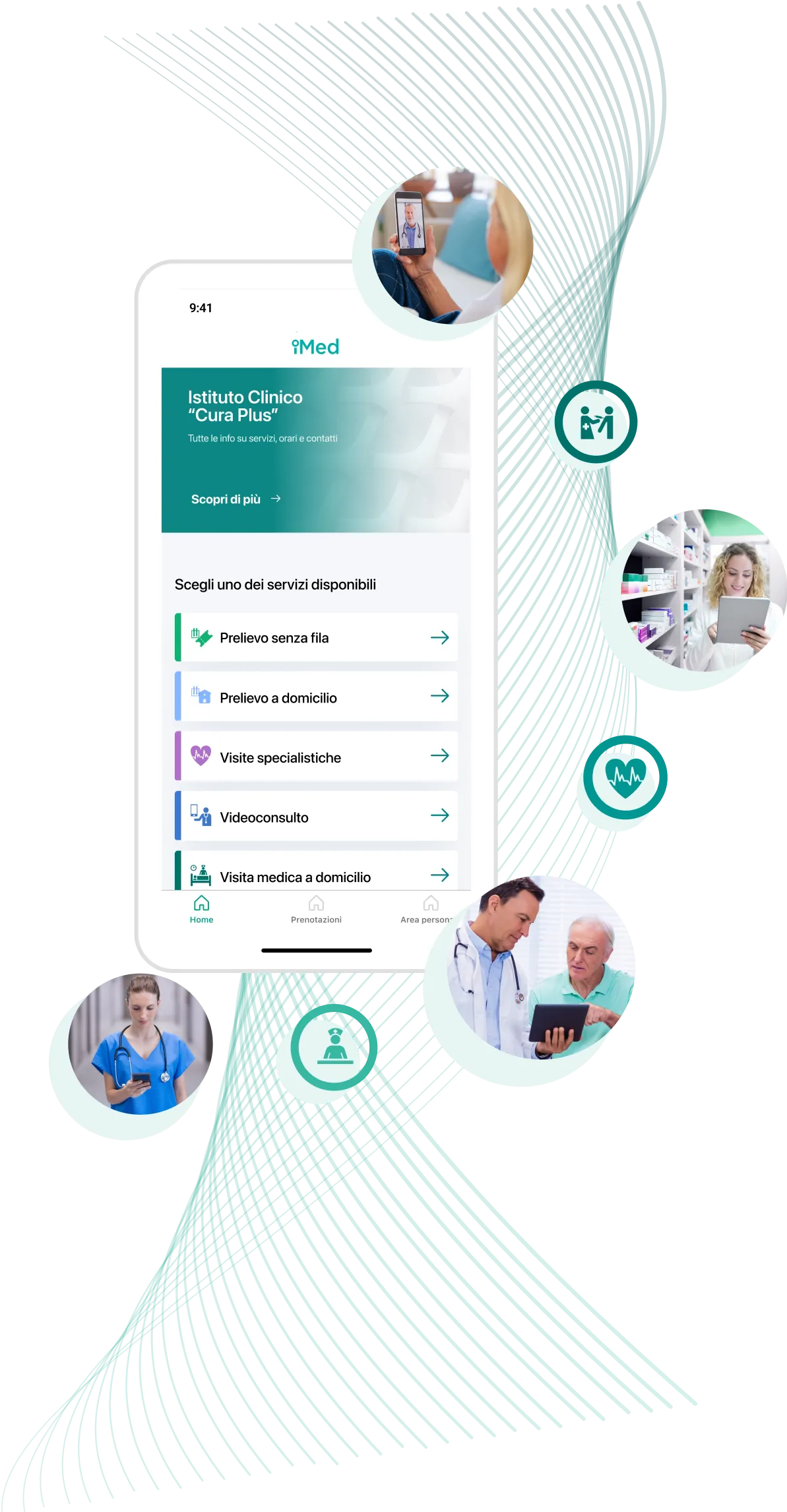 Medico e paziente che utilizzano l’app iMed per la Sanità Digitale